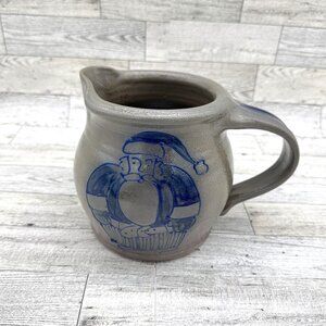 1998 Eldreth Pottery Salt Glazed Christmas 5 Cup Pitcher - signed